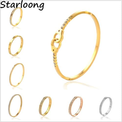 Luxury Pulseiras Feminina Full Rhinestone Beads Love Cuff Stainless Steel Wristband Bangles Bracelets women Party Wedding Bijoux