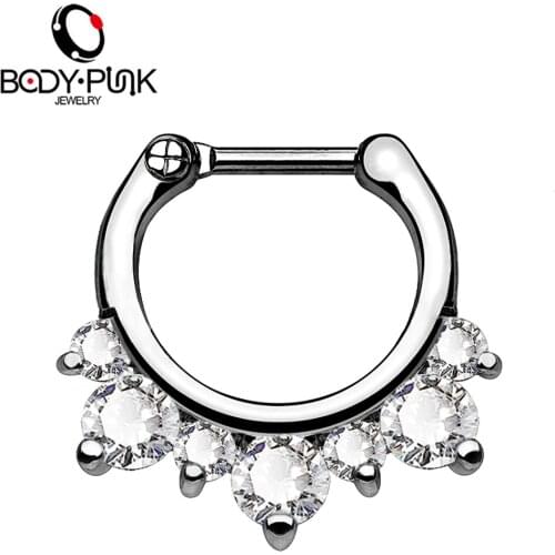 Body Punk 1 PC Daith Earring Piercings Septum 316L Stainless Steel CZ Nose Ring Hoop Nariz Jewelry for Women Men
