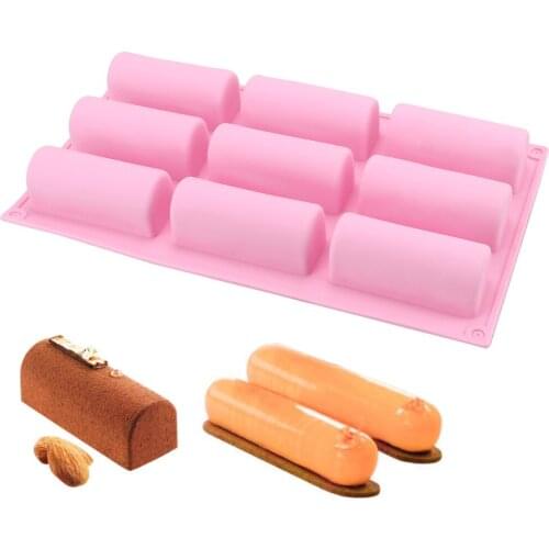 NICEYARD 9 Hole Candy Chocolate Gumpaste Moulds DIY Fondant Mousse Cake Silicone Mold Semi-Cylindrical Strip Shape Cake Tray