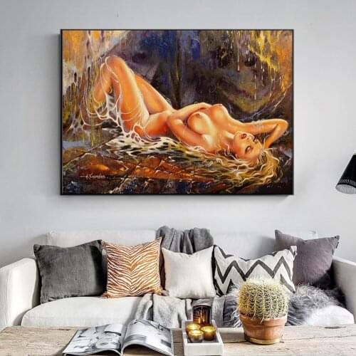 Modern Abstract Nude Women Oil Canvas Painting on Posters and Prints Wall Art Sexy Body Pictures Home Decoration No Frame