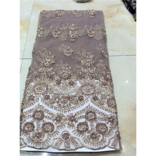 New design african tulle lace fabric with beads french net lace SYJ-616811 embroidered lace fabric for fashion