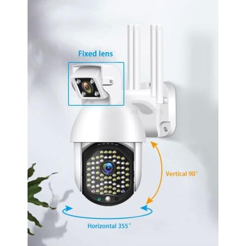 GINCNCN 1080P Outdoor WIFI Security Speed Dome Camera Dual-lens Audible Alarm PTZ 4X Digital Zoom PIP CCTV Surveillance Camera