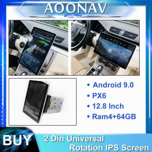 12.8" 2 Din Universal Android 9.0 Tesla Style Rotation IPS Screen Car multimedia GPS Player Radio Car Stereo head unit Autoradio
