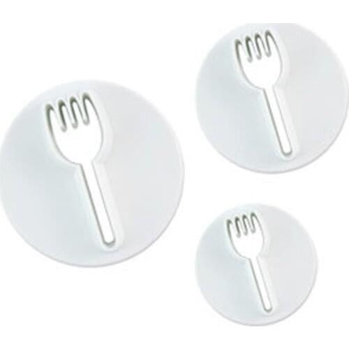 Fork Cookie Cutter Plastic Biscuit Knife Baking Fruit Cake Kitchen Tools Mold Embossing Printing