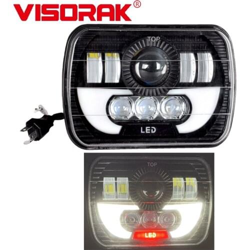 VISORAK 7X6" 5X7" Truck LED Head Lamp High Low Beam with Angel Eyes H4 LED Headlight For YJ Cherokee XJ Truck SUV Pickup
