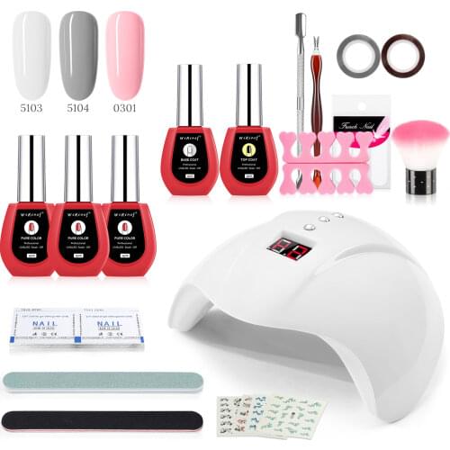 WiRinef 3 Colors Nail Gel Polish Set UV Led Lamp Dryer Kit 15ML Manicure Tools Set Electric Manicure Machine