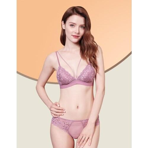 Yhotmeng high-waist sexy lingerie ultra-thin push up adjust bra set lace beauty back transparent bra deep V underwear women