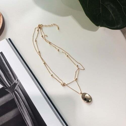 Fashion Real 925 Sterling Silver Gold Chian Pendant Necklace For Women Statement Rosary Beaded Necklace Accessories Party Gifts