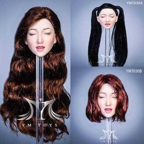 1/6 YMT030 Eyes Closed Female Head Sculpt Mouth Opening Girl Head Carving Fit 12'' Action Figure Body In Stock