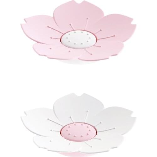 1Pcs Plastic Soap Dish Portable Non-slip Draining Soap Plate Bathroom Accessories Cherry Blossom Shaped Holder Plate Soap Box