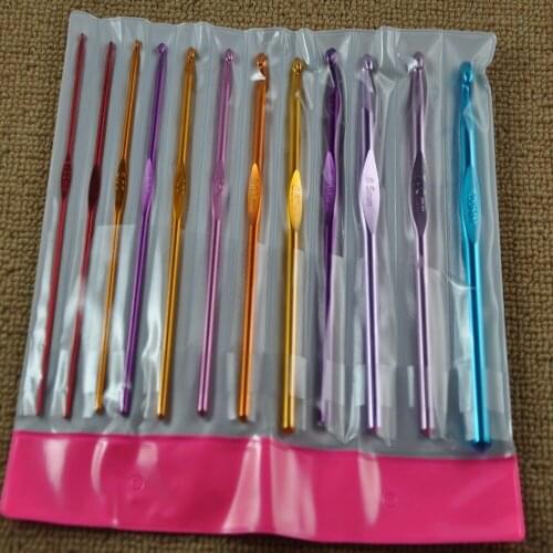 12pc/set 10set/lot Multicolor Crochet Hook Knitting Needlework Kits Metal Hooks Needle set DIY hand tool handcrafts NEEDLE-70410