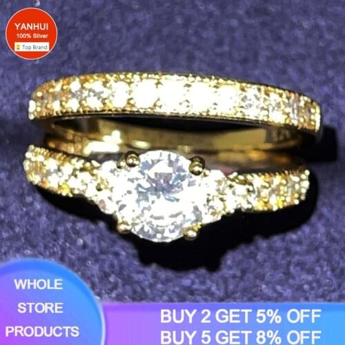 14K Gold Diamond Ring Set S925 Bague Gemstone Bizuteria Jewelry Rings for Women White Zircon Silver 925 Ring With Certificate