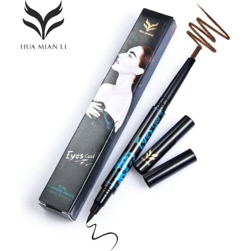 2 IN 1 HUAMIANLI Professional Double-end Eyebrow Pencil + Eyeliner Long-lasting 5 Colors Beauty Cosmetic Tools New High Quality