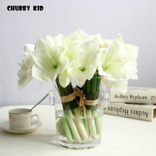 3 bouquets/lot ! Real touch PU Bush lily flowers wedding bridal bouquet fake orchid flower artificial hand felt Clivia miniata