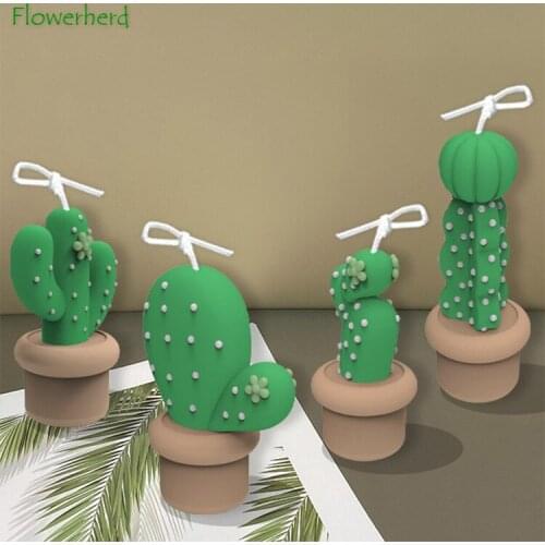 3D Cactus Candle Mold Resin Moulds DIY Aromatherapy Plaster Silicone Mold Cactus Chocolate Fondant Mold Baking Accessories