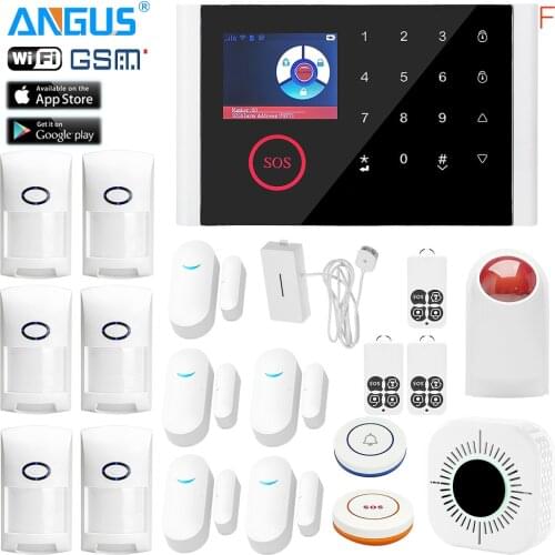 Angus Tuya Smartlife Wireless SIM GSM WIFI Home Burglar Security Alarm System for Home House Store Office Wifi Alexa Compatible