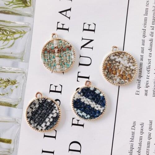 Free Shipping 21*24mm 40pcs Fashion Fabric Paved Gold Tone Plated Alloy Necklace Pendants Ornament Accessories Earring Charms