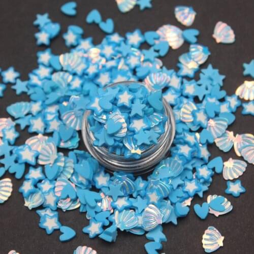 100g/Lot Polymer Clay Heart Star Slices Mixed Shell Sequins for DIY Crafts Decoration Accessories