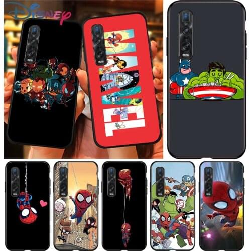Cartoon Marvel Hero for OPPO Find X2 A93 A92 A73 A72 A53 A53S A32 A12 A11X AX7 Neo Pro Lite Black Phone Case