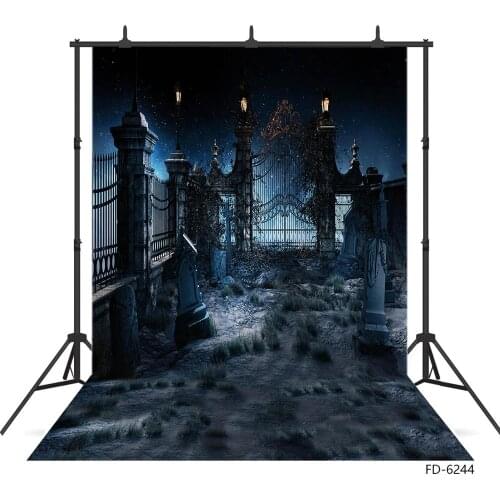 Photo Background Tomb Retro Iron Gate Starry Computer Printed Photography Backdrop for Children Baby Halloween Photophone Props