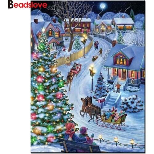 Diamond Embroidery Christmas Snow Landscape Full Square drill Diamond Painting 5D Cross Stitch kit Diamond Mosaic Rhinestone
