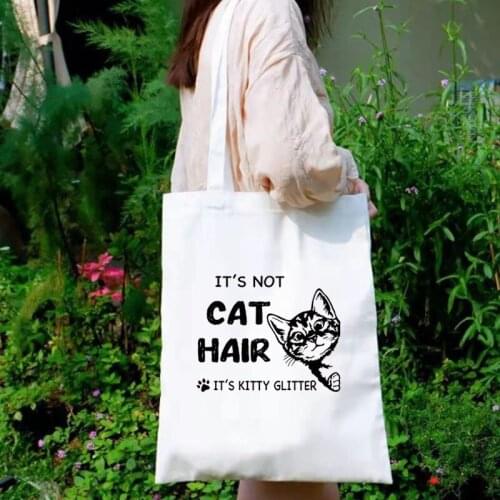 I Love My Cat Harajuku Shopping Girls Print Handbag Women Elegant Canvas Bag Funny Dog Shoulder Bags Casual