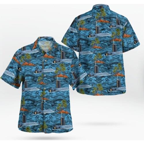 Submarine 3D Beach Hawaiian 2021 Summer Men Shirt Short Sleeve Shirt Streetwear Oversized 5XL Camisa Social Chemise Homme-504