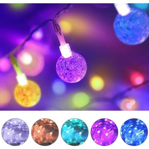 Color Changing Globe String Lights USB Powered, 16.4 ft 50 LEDs Crystal Bubble Ball Fairy lights with Remote Control Timer Ambie