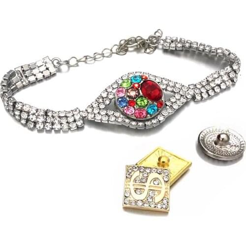 Hot Sale 120 Fashion Full Of Crystal 18mm Snap Button Bracelet Bangle Interchangeable Charm Ginger Jewelry For Women Men Gift