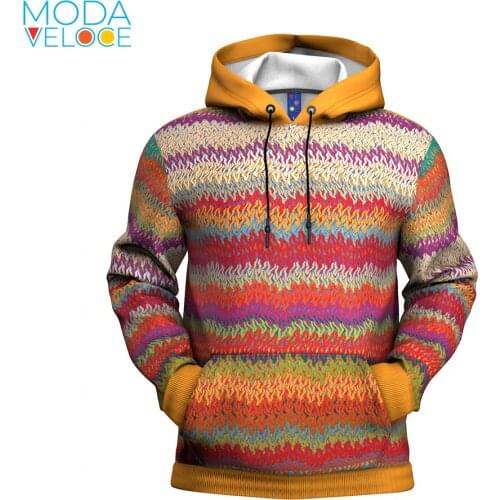 Tech Chevron Italian Classic Knitted Zig Zag Argyle Spring Autumn Mens Hoodie Korean Style Trend Print Pullover Sweatshirt Men