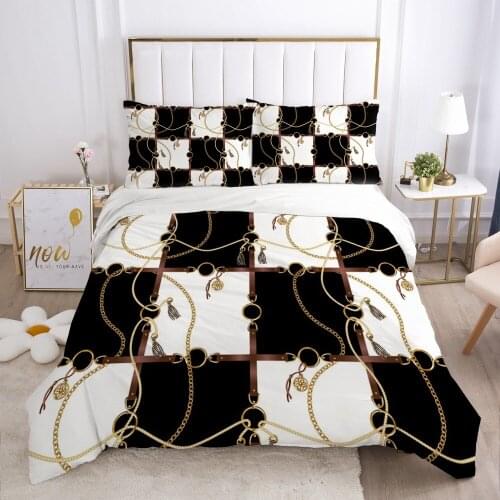 Bed linen set for home Bedding Set duvet cover 150*200 200*220 size Bed Cover Pillowcase Baroque Black and white grid