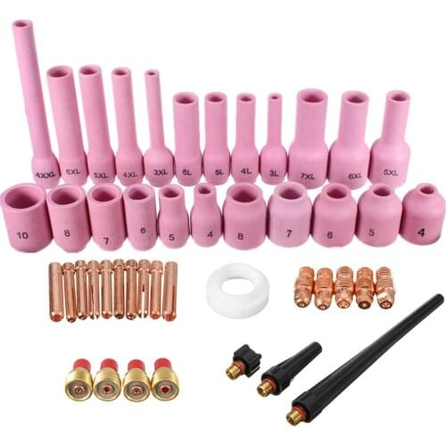46PCS For SR WP9 20 25 TIG Welding Torch Gu n TIG Torches Kit Nozzle Back Cap Collet Body Welding Accessories