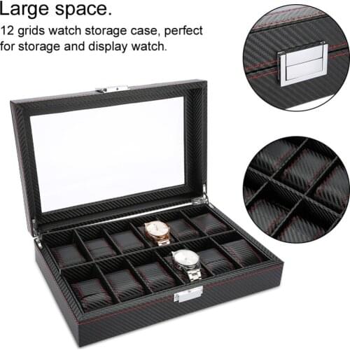 Jewellery organizer 12 Grids Watch Display Storage Box Watch Organizer Case PU Leather box for jewelry ss