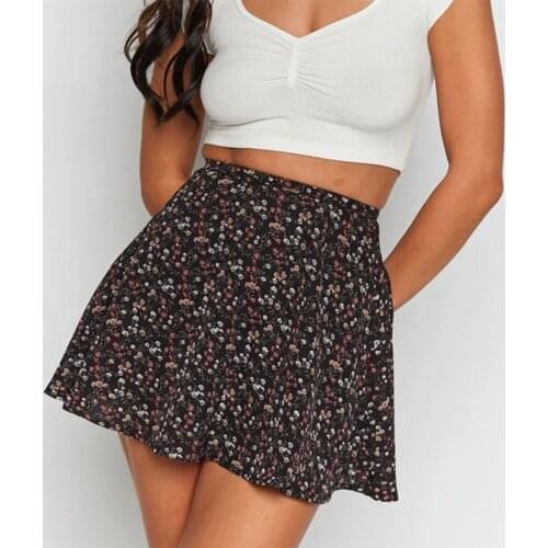 Summer Print Sexy Mini Skirt Women High Waist Invisible Zipper Boho Skirts Casual Streetwear Beach Party Skirt