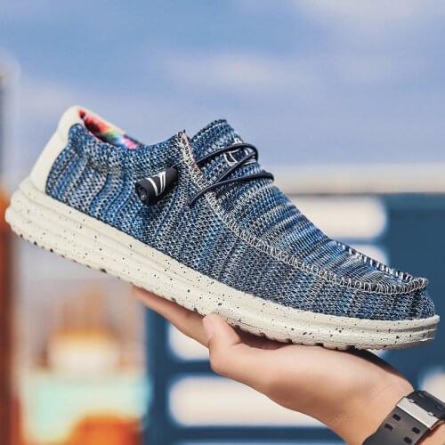 Mens Loafers Summer Fashion Canvas Breathable Loafers Lightweight Soft Bottom Casual Slip-On Shoes Male Flat Driving Shoes