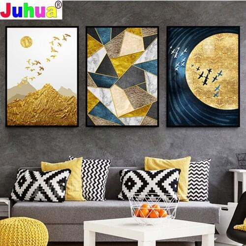 Abstract Landscape Mural living room Decoration Diamond Mosaic,Diamond painting with Square Drill,contemporary Wall Art Triptych