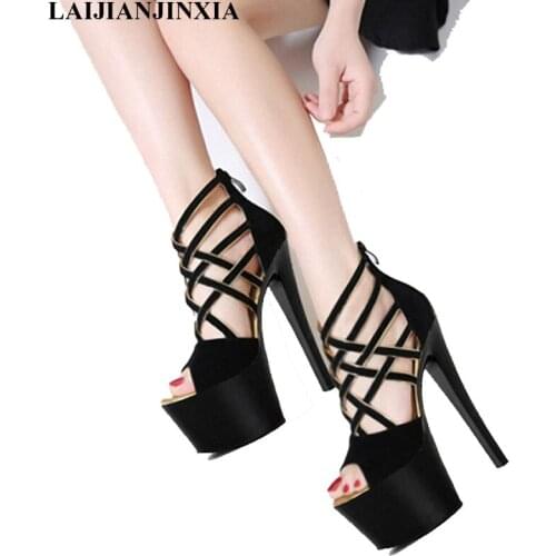 New Sexy Women Platform Sandals Dancing Shoes 17cm Thin High Heels Shoes Night Club Party Pole Dance Shoes