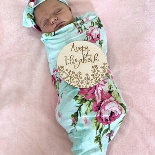 Personalized Engraved Wood name Sign Baby birth Announcement