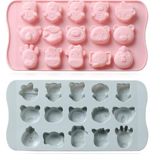 15 Holes Cartoon Animal Piggy Candy Silicone Mold Ice Tray Chocolate Childrens Complementary Food Household DIY Baking Tools