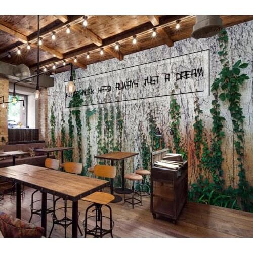 Custom wallpaper Simple Brick wall leaves wall painting