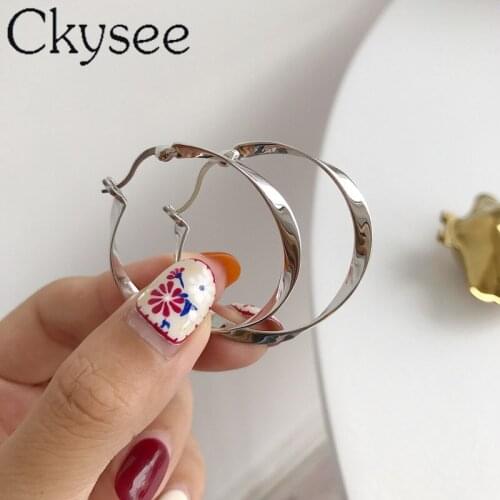 Simple 925 Sterling Silver Earrings Large Circel Earrings For Women Fashion Simple Earrings Daily All-Match Charm Fine Jewelry