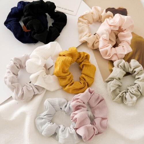 Fashion Solid Color Elastic Hair Bands Toothpick Wrinkle Elastic Hair Scrunchie Ponytail Hair Ring White Yellow Pink Headwear