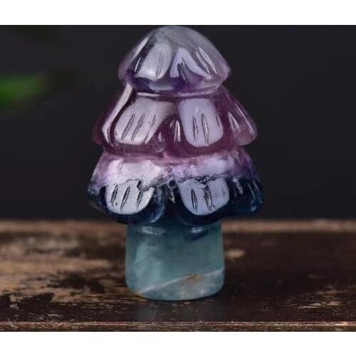Hand Carved Natural Quartz Crystal Christmas Tree Aventurine Fluorite Tree Healing Crystal Stone Christmas Gifts Home Decoration