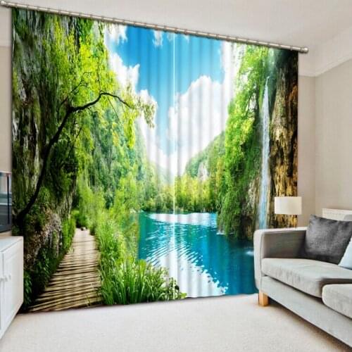 New Custom 3D Beautiful nature scenery waterfall 3d curtain blackout curtains for bedroom Thickened blackout curtains