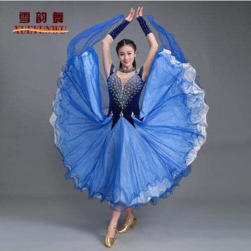 Modern dance dress Rhinestone Ballroom dance Women Performance costume Stage