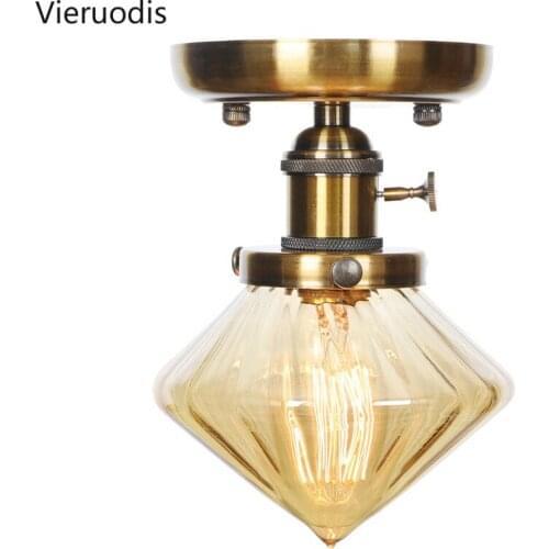 Modern LED Glass Ceiling Light Room Lights Switch Retro Bronze Chrome Painting Decorative Lamp Restaurant Corridor Bar Lighting