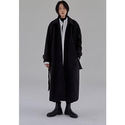 Loose and super long woolen overcoat for men 2021 Korean winter new thickened large size over knee large size woolen jacket
