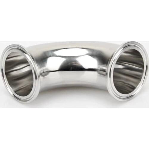 63mm 2.5" Pipe OD Pipe Elbow Sanitary SS304 Stainless Steel Tri Clamp 77mm Feerule OD 90 Degree Elbow Pipe Fitting
