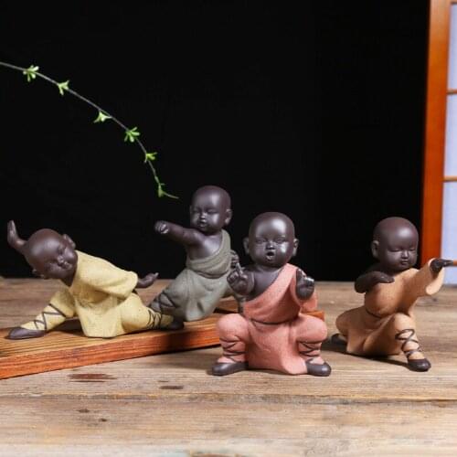 Chinese Style Decoration Decoration Kung Fu Little Monk Furnishings Living Room Study Tea Desktop Crafts Sand Pottery Tea Pet