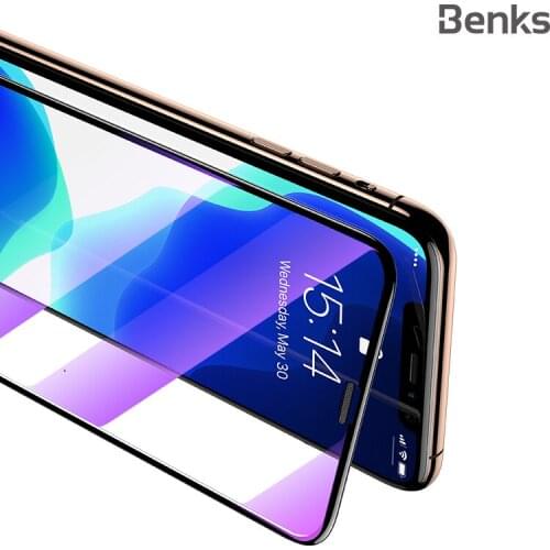 Benks High Definition Blue Light Resistance Protector Tempered Glass Full Screen Protection Film for iPhone11 Pro Pro Max Cover